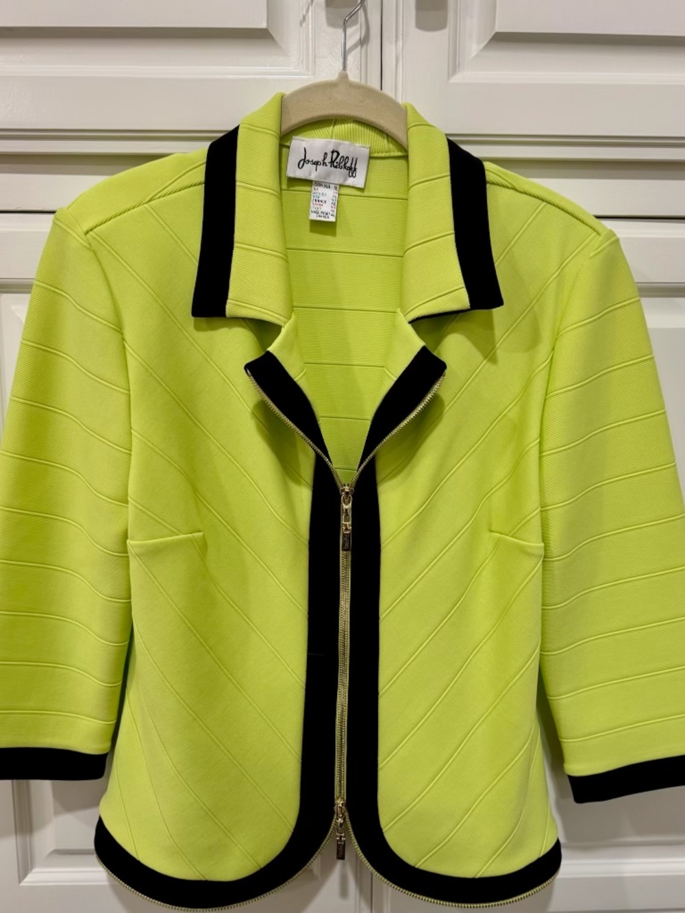 Lime green, Joseph Ribkoff, three quarter-length jacket, US size 12